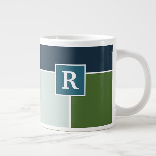 Große Streifen in blau und grün mit Monogram Jumbo-Tasse (Rechts)
