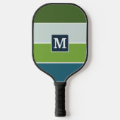 Große Streifen in blau und grün mit Monogram Pickleball Schläger (Vorderseite)
