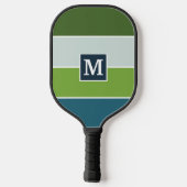 Große Streifen in blau und grün mit Monogram Pickleball Schläger (Rückseite)