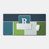 Große Streifen in blau und grün mit Monogram Schreibtischunterlage (Tastatur & Maus)