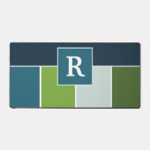 Große Streifen in blau und grün mit Monogram Schreibtischunterlage (Vorderseite)