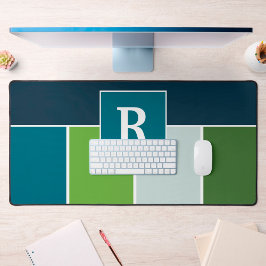 Große Streifen in blau und grün mit Monogram Schreibtischunterlage