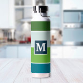 Große Streifen in blau und grün mit Monogram Trinkflasche