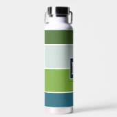 Große Streifen in blau und grün mit Monogram Trinkflasche (Vorne)