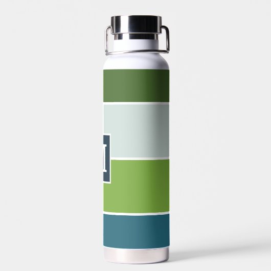 Große Streifen in blau und grün mit Monogram Trinkflasche (Rückseite)