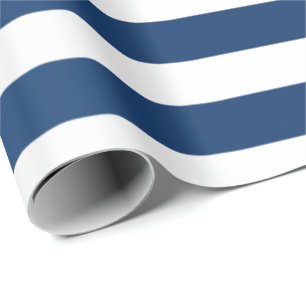 Große Streifen-Linien blaue Marine-weißes Geschenkpapier