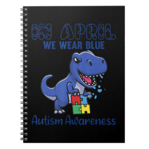 Große T-Rex im April tragen wir blaues Autismus Be Notizblock