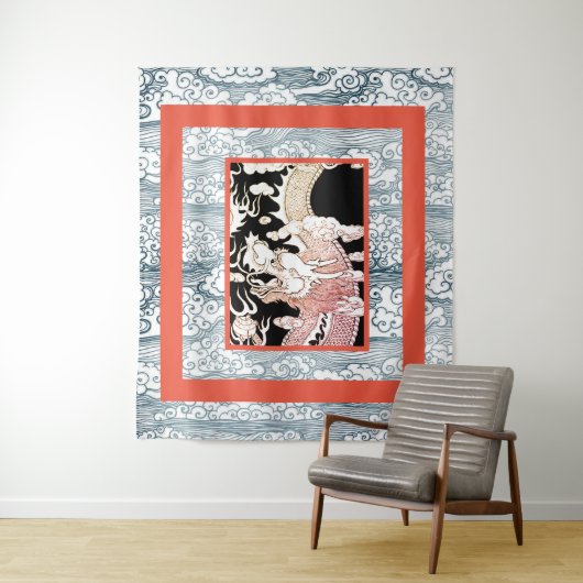 GROSSE TAPESTRIE MIT DRAGON- UND JAPANISCHEM WAHLM WANDTEPPICH (Beispiel)