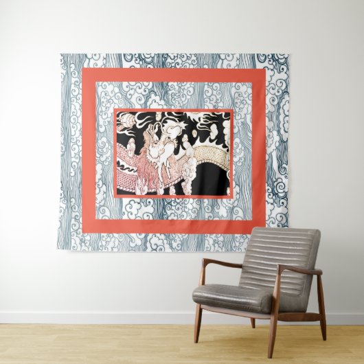 GROSSE TAPESTRIE MIT DRAGON- UND JAPANISCHEM WAHLM WANDTEPPICH (Beispiel (Horizontal))