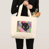 Große Taschen-Tasche: Lustige Katze eingewickelt Jumbo Stoffbeutel (Vorderseite (Produkt))