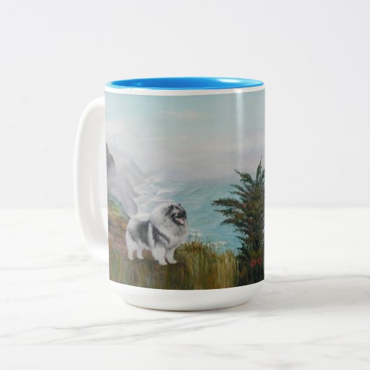 Große Tasse mit Keeshond (Vorderseite Links)