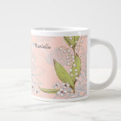 Große Tasse mit Peach Floral Background & Bird (Rechts)