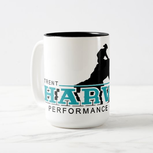 Große Tasse mit schwarzem Logo (Vorderseite Links)