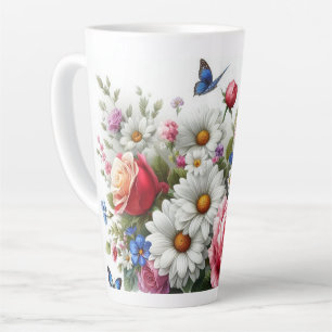 Große Tasse - Rose, Milchprodukte, Schmetterlinge
