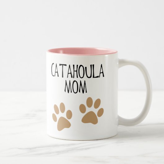 Große Tatzen Catahoula Mama Zweifarbige Tasse (Rechts)