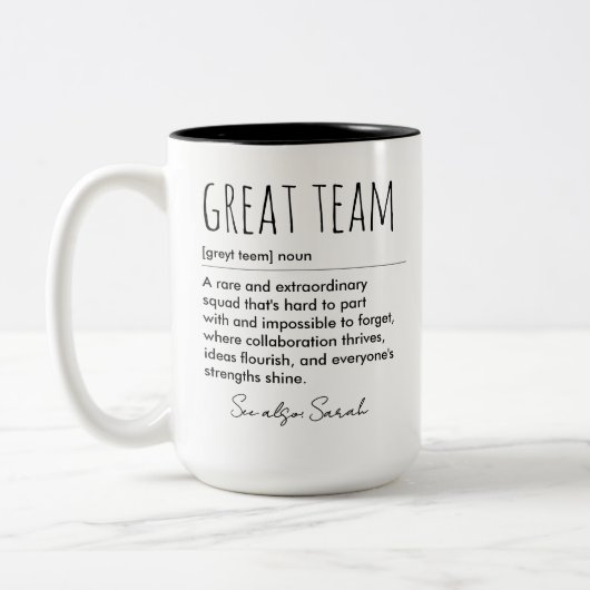 Große Teamdefinition benutzerdefinierte Aufwertung Zweifarbige Tasse (Links)