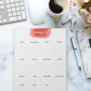 Große Tear Away Lebensmittelliste Vermillion Wasse Notizblock