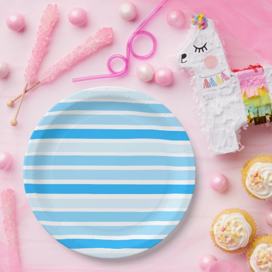 Große Teller aus blauem Streifen (Party)