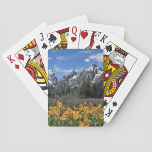 Große Tetons mit gelben Blumen Spielkarten