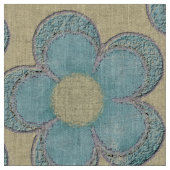 Große Texturierte Blume (gelb/aquamarin) Stoff (Nahaufnahme)