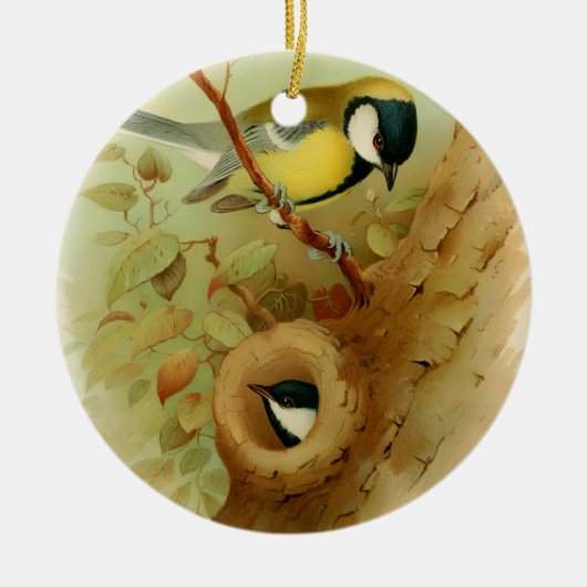Große Titte - farbenfroher Vogel, Kunst Keramik Ornament (Vorne)