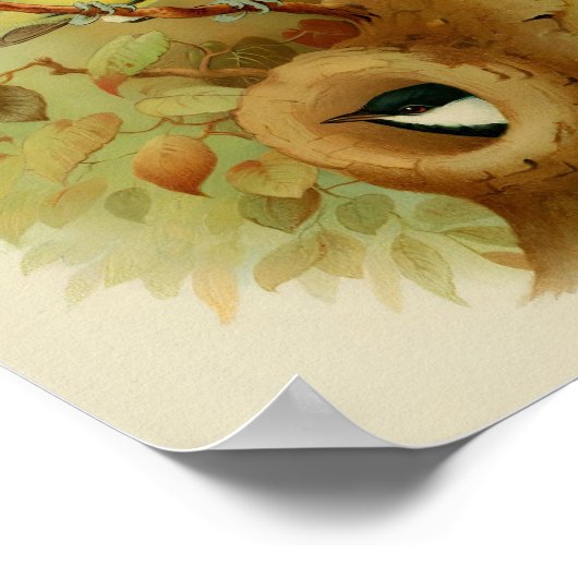 Große Titte - farbenfroher Vogel, Kunst Poster (Ecke)