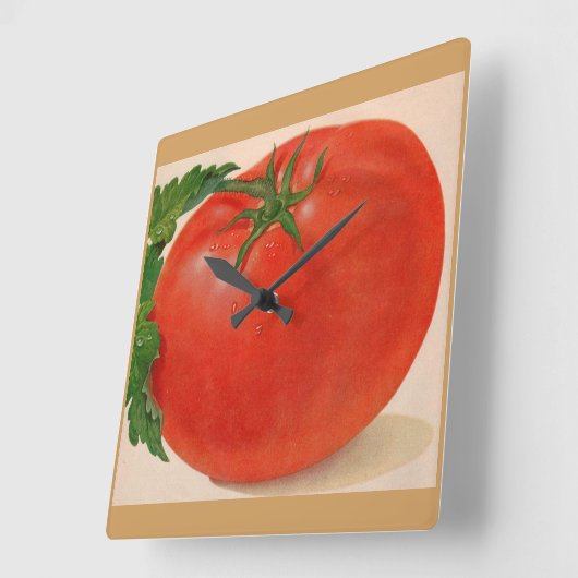 große Tomate Quadratische Wanduhr (Winkel)