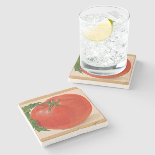 große Tomate Steinuntersetzer (Seitenansicht)