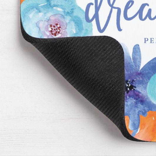 Große | Trendy blaue Watercolor-TraumBlumen Mousepad (Ecke)