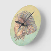 Große Tritonshorn-PastellMuschel Runde Wanduhr (Winkel)