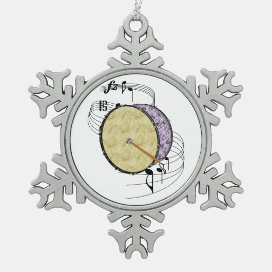 Große Trommel Schneeflocken Zinn-Ornament (Vorderseite)