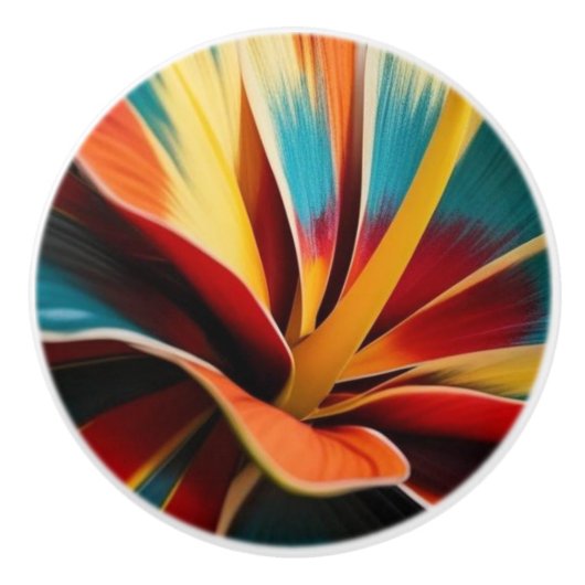 Große tropische Blume Keramikknauf (Vorderseite)