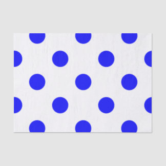 Große Tupfen - Blau auf Weiß Seidenpapier