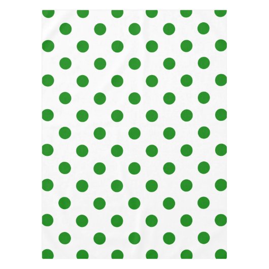 Große Tupfen - Grün auf Weiß Tischdecke (Vorderseite)