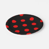 Große Tupfen - Rot auf Schwarzem Pappteller (Schrägansicht)