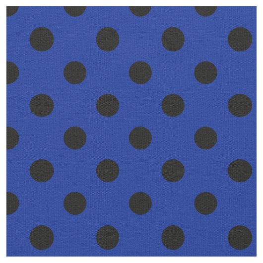 Große Tupfen - Schwarzes auf Kaiserblau Stoff (Nahaufnahme)
