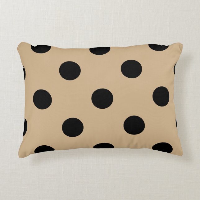 Große Tupfen - Schwarzes auf TAN Zierkissen (Vorderseite)