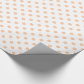 Große Tupfen - tiefer Pfirsich auf Weiß Geschenkpapier (Ecke)