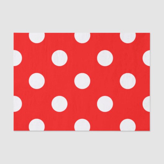 Große Tupfen - Weiß auf Rot Seidenpapier (Vorderseite)