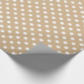 Große Tupfen - Weiß auf TAN Geschenkpapier (Ecke)