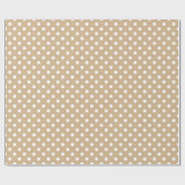 Große Tupfen - Weiß auf TAN Geschenkpapier (Flach)