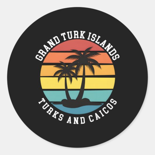 Große Turkinseln Turks- und Caicos-Palmen Runder Aufkleber (Vorderseite)