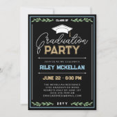 Große Typografie Black Blue Graduation Party Einladung (Vorderseite)