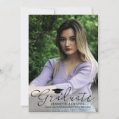 Große Typografie Script Abschluss vorne/hinten Fot Einladung (Vorderseite)