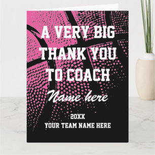 Große, übergroße rosa Basketball-Trainer-Dankeskka Dankeskarte