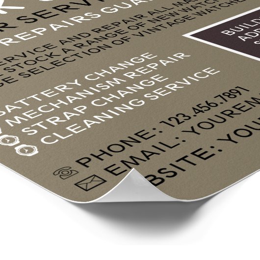 Große Uhr, Horologin-Werbung Poster (Ecke)