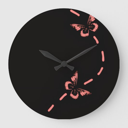 Große Uhr mit rosa Schmetterling (Vorderseite)