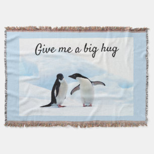 Große Umarmung Pinguin auf Eis-Foto mit Text Decke