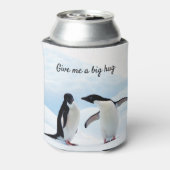 Große Umarmung Pinguin auf Eis-Foto mit Text Dosenkühler (Kanne Rückseite)