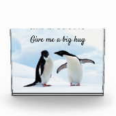Große Umarmung Pinguin auf Eis-Foto mit Text Fotoblock (Vorderseite)